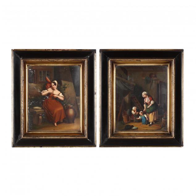 two-antique-continental-school-genre-paintings