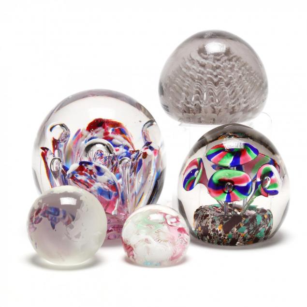 five-vintage-antique-glass-paperweights