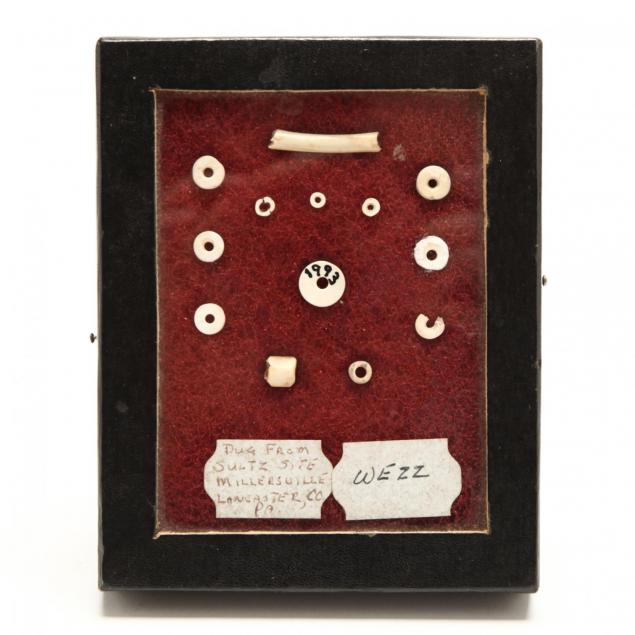 small-riker-mount-displaying-13-shell-and-bone-beads