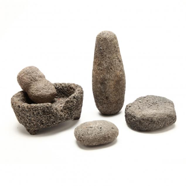 five-indian-artifacts-of-volcanic-stone