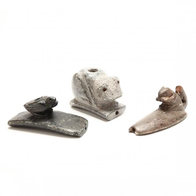 three-native-american-steatite-platform-effigy-pipes