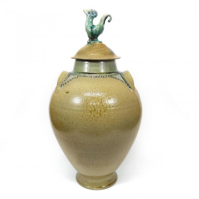 title-jugtown-lidded-jar-w-rooster-finial