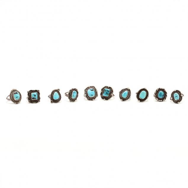 ten-sterling-silver-southwest-turquoise-rings