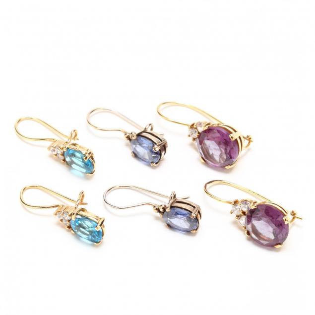 three-pairs-gem-set-earrings