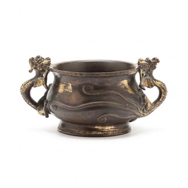 a-chinese-gold-splashed-bronze-vessel-with-chilong-dragon-handles