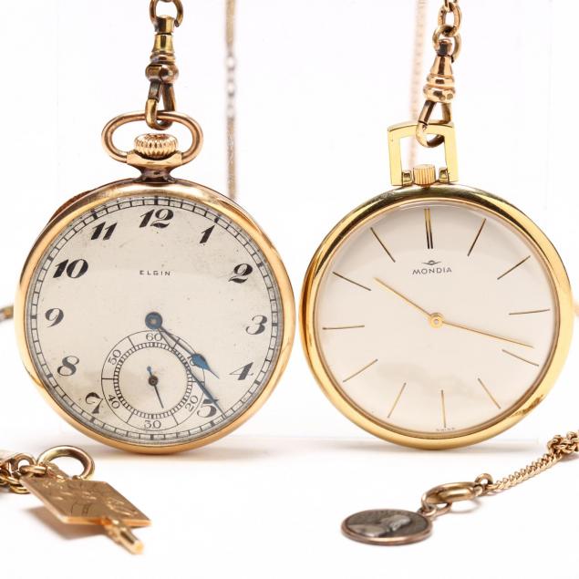two-vintage-gold-filled-open-face-pocket-watches