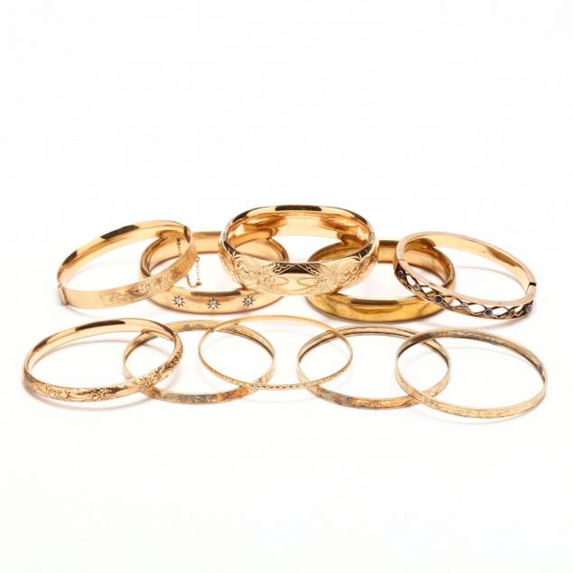 group-of-ten-gold-filled-bangle-bracelets