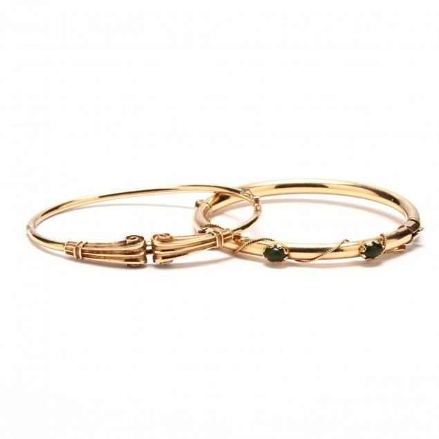 two-gold-bangle-bracelets