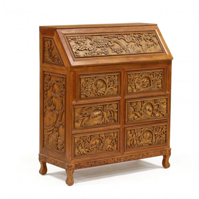 chinese-relief-carved-secretary-desk