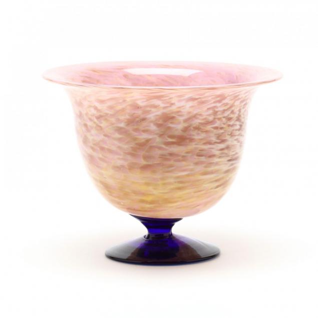 pairpoint-unusual-mottled-art-glass-pedestal-bowl