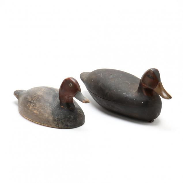 two-vintage-red-head-duck-decoys