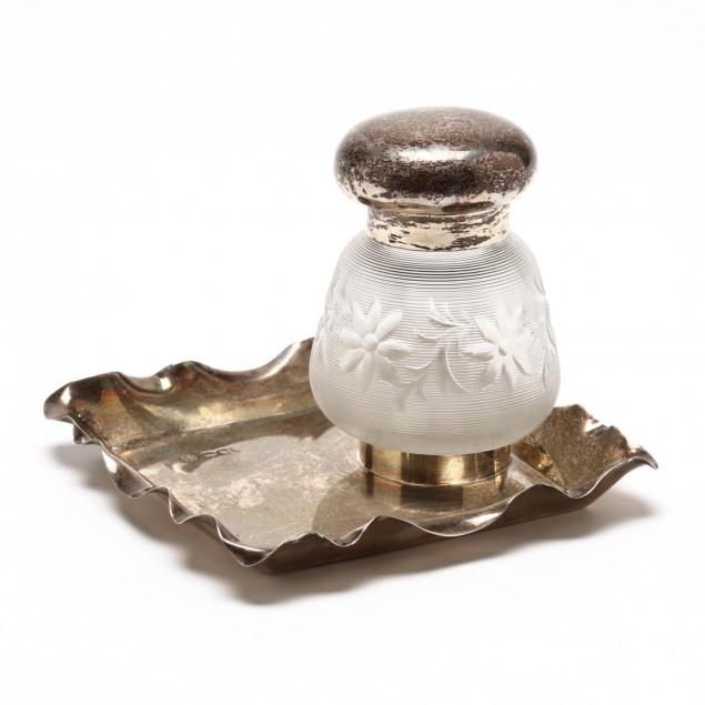 victorian-silver-glass-ink-stand