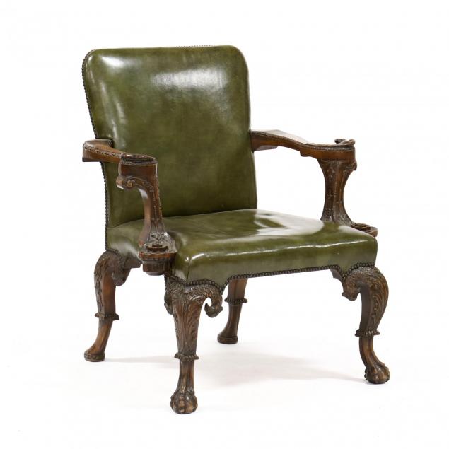 irish-chippendale-style-carved-mahogany-library-chair