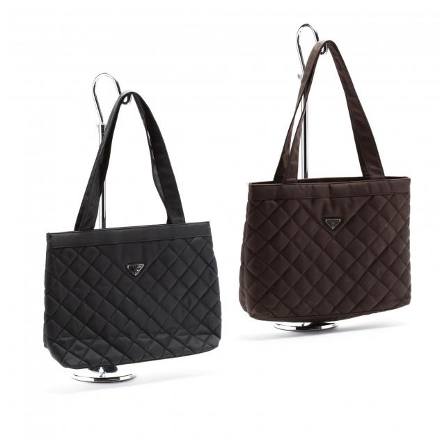 two-vintage-quilted-nylon-shopper-totes-prada