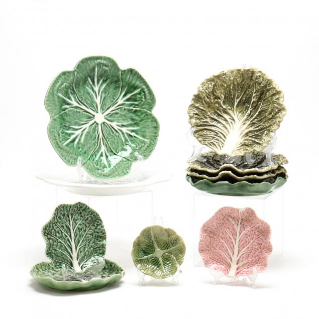 ten-contemporary-majolica-leaf-form-dishes