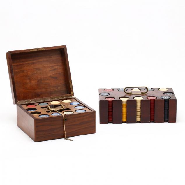 two-cased-sets-of-antique-poker-chips