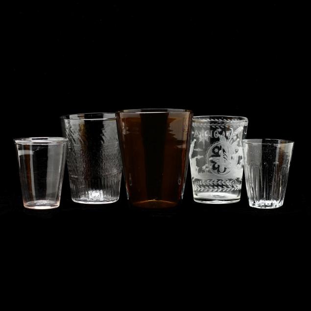 five-assorted-antique-flip-glasses