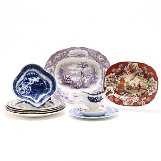 eleven-antique-assorted-transfer-decorated-porcelain-objects