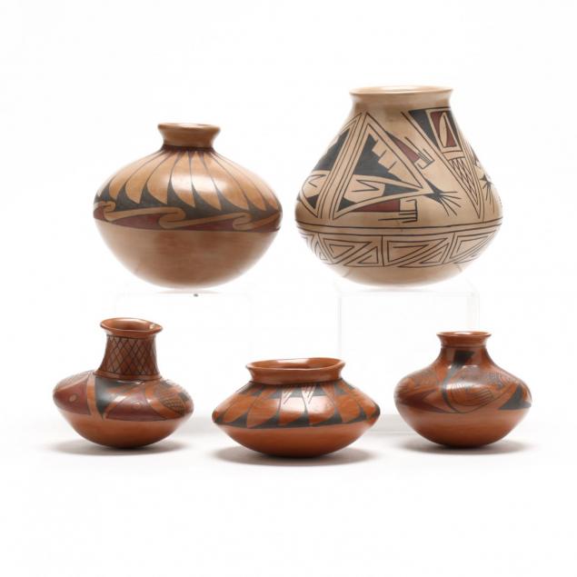 mata-ortiz-five-artist-signed-pottery-ollas