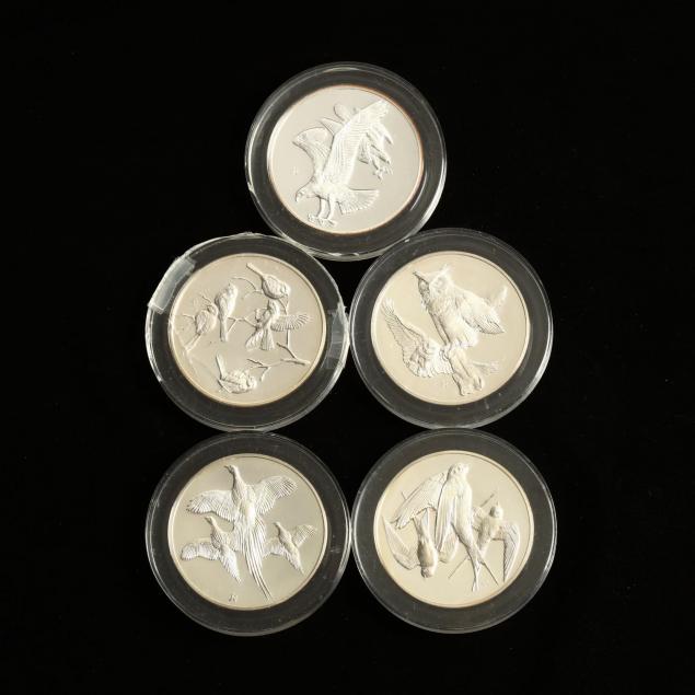 five-roberts-birds-franklin-mint-proof-silver-medallions