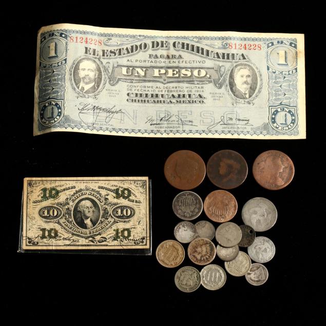 circulated-19th-century-u-s-type-coins-and-two-pieces-of-currency