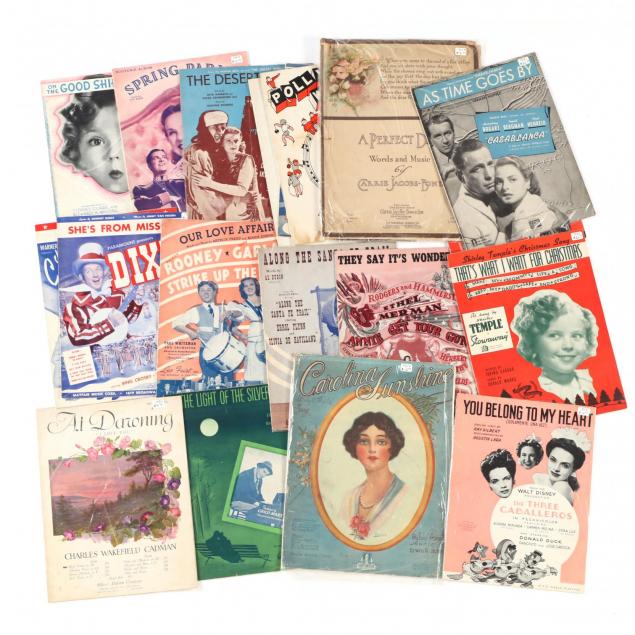 eighteen-pieces-of-vintage-sheet-music-featuring-popular-songs