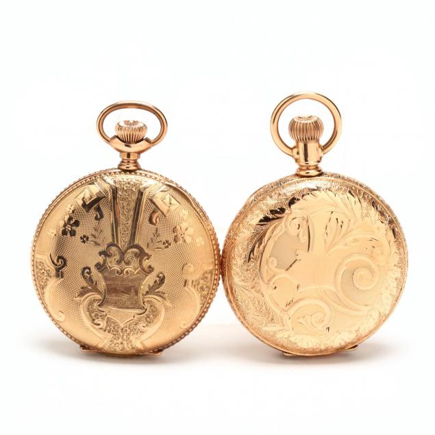 two-vintage-gold-filled-hunter-case-pocket-watches