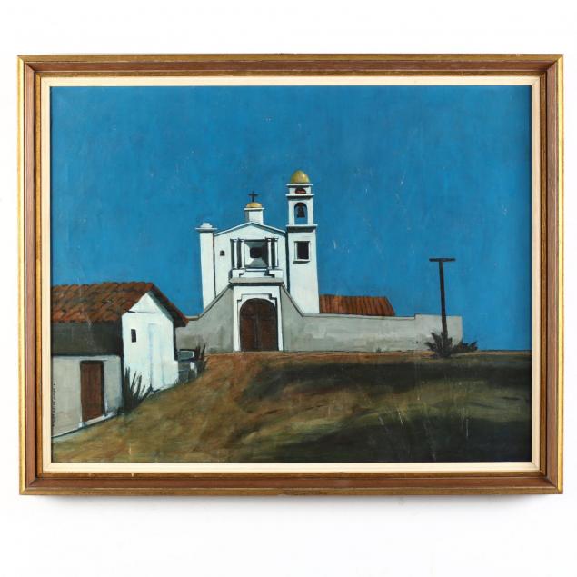 william-butler-hogan-american-20th-c-view-of-a-southwestern-church