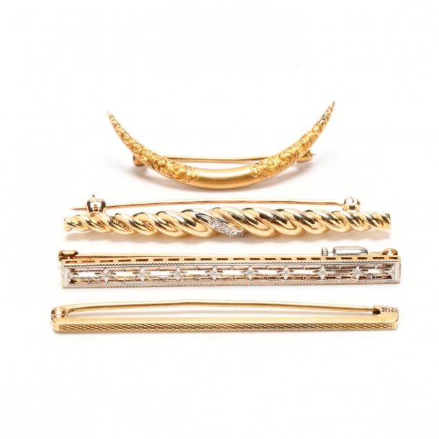 four-14kt-gold-brooches