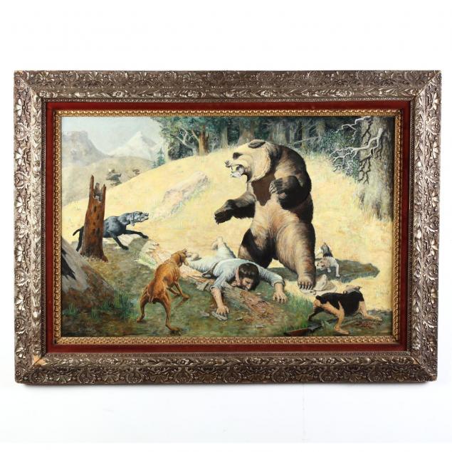 bug-watson-20th-c-large-narrative-painting-of-a-grizzly-confrontation