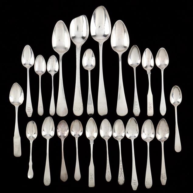 twenty-three-american-coin-silver-spoons-circa-1800