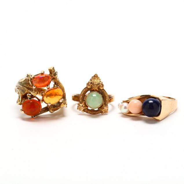 three-14kt-gold-and-gem-set-rings