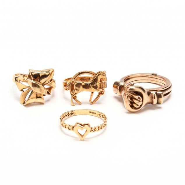 four-14kt-gold-rings