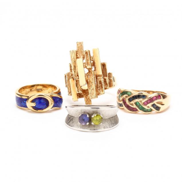 four-14kt-gold-rings