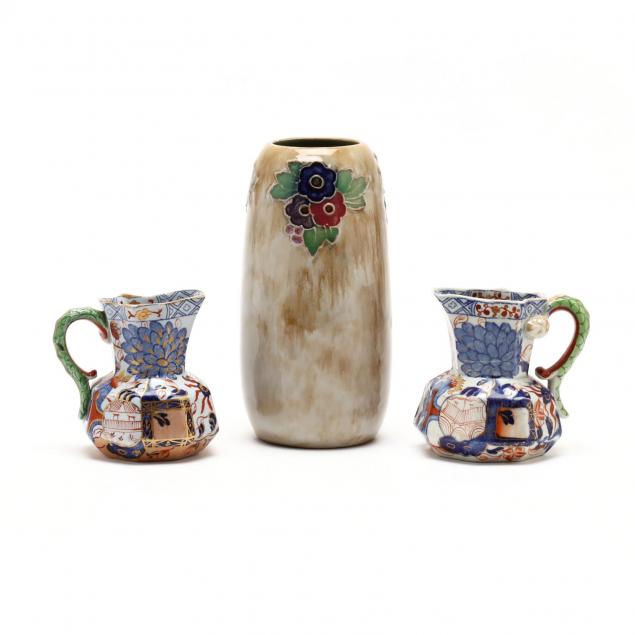 royal-doulton-vase-pair-of-davenport-hydra-pitchers