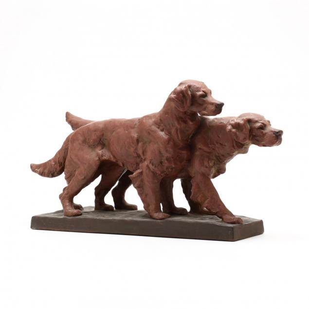 karlsruhe-ceramic-sculpture-of-two-setters-by-lilli-hummel-konig-1901-1975