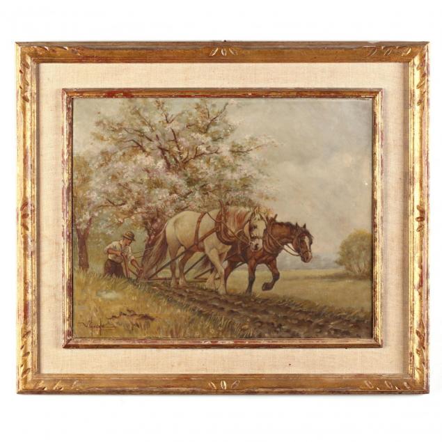 american-or-british-school-antique-horse-plowing-scene
