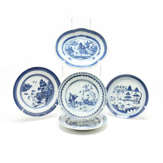 five-pieces-of-antique-canton-porcelain