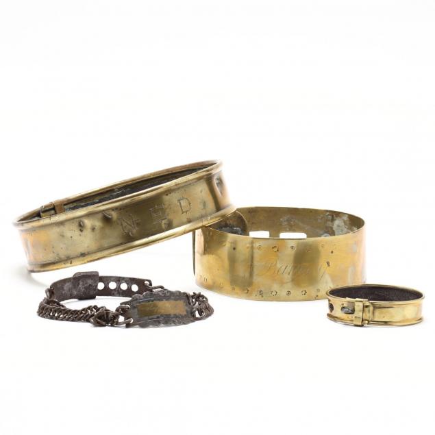 four-antique-brass-dog-collars