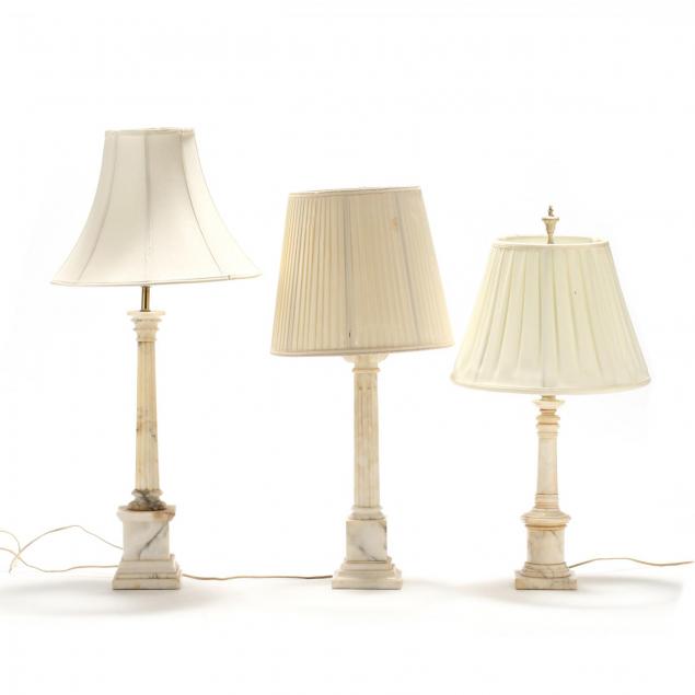 three-alabaster-column-form-table-lamps