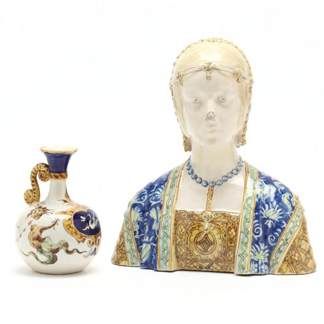 italian-faience-glazed-bust-and-ewer