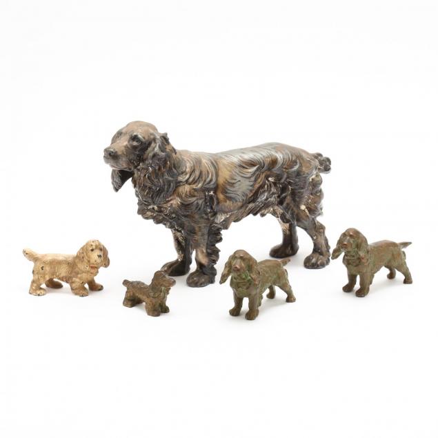 five-vintage-cocker-spaniel-figures