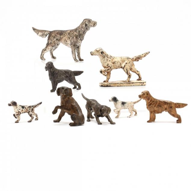 eight-vintage-metal-figures-of-hunting-dogs