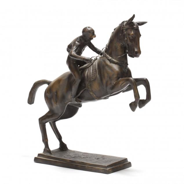 vintage-sculpture-of-a-steeplechase-horse-jockey