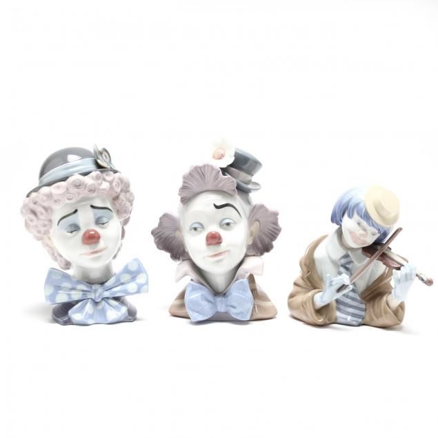 three-lladro-clowns-busts