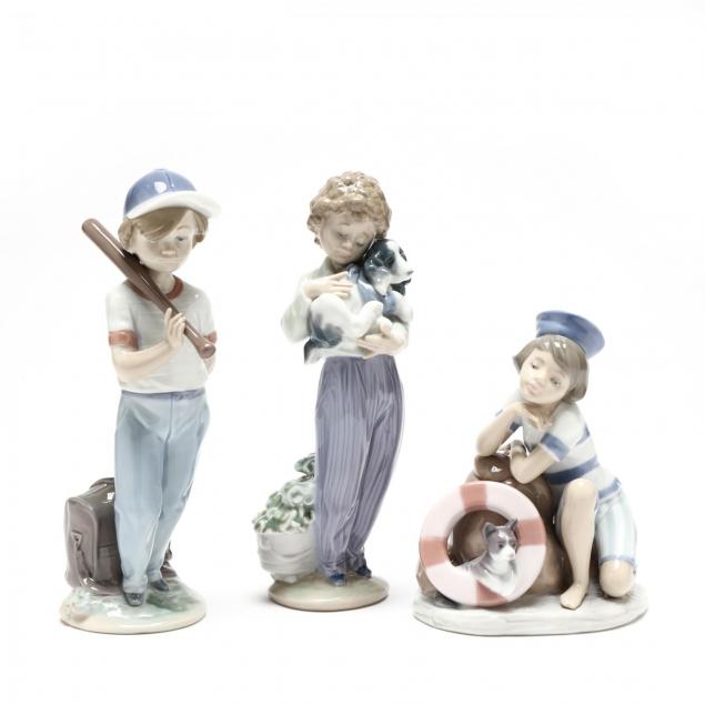 three-lladro-boy-figurines