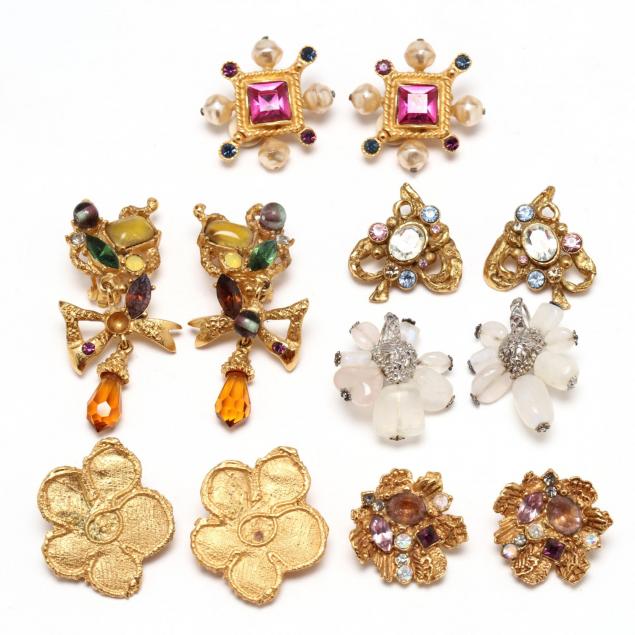 christian-lacroix-six-pair-of-costume-earrings