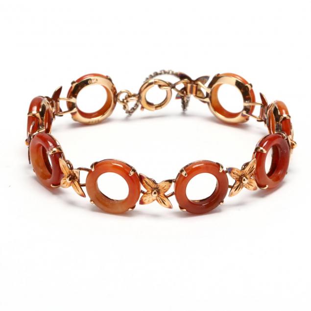 vintage-14kt-gold-and-carnelian-bracelet