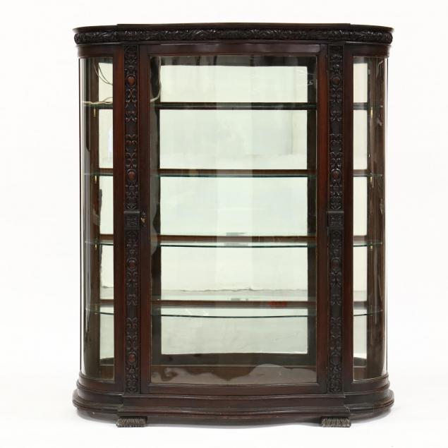 renaissance-revival-carved-oak-bow-front-china-cabinet