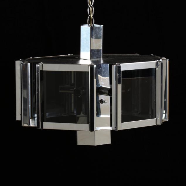 frederick-ramond-vintage-chrome-and-smoky-glass-hanging-light